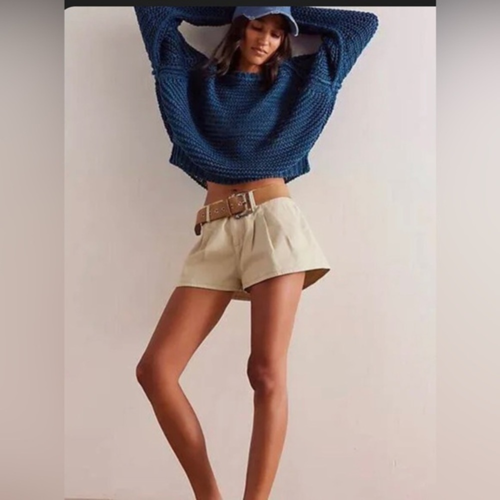 We The Free People blue Heirloom Collection chunky fishnet fisherman sweater